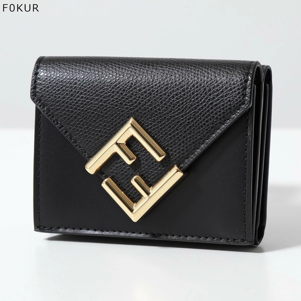 Fendi Tri fold Wallet ALWA FF Diamond Leather Metal